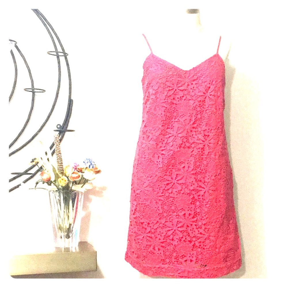 J. Crew coral lace dress